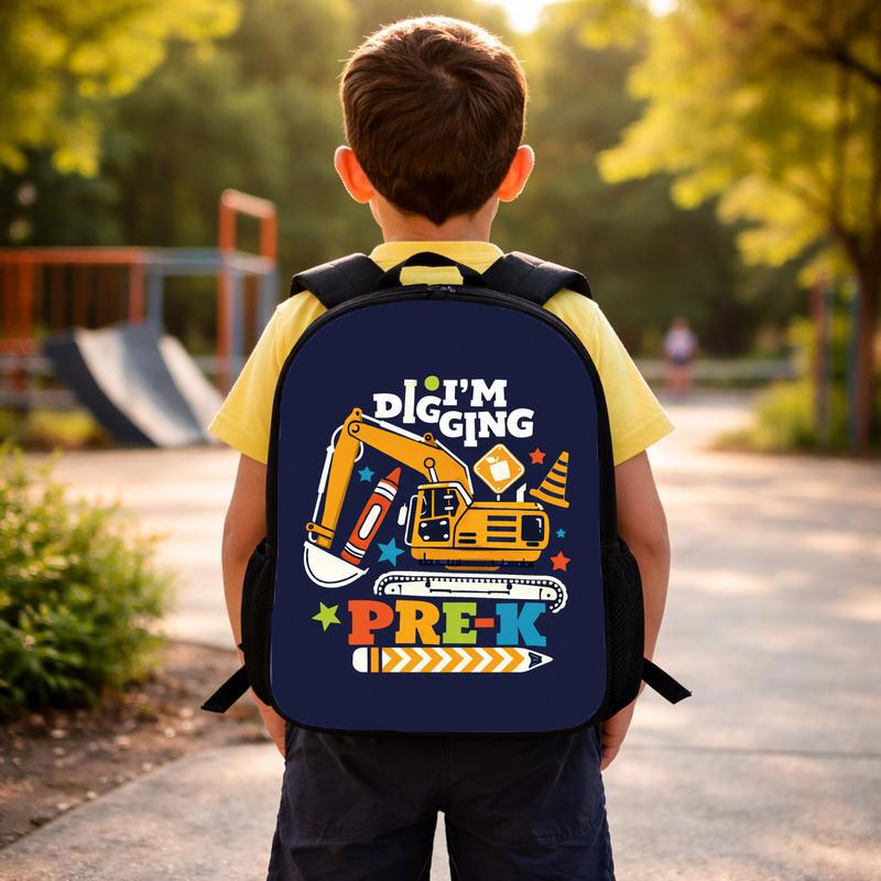 I'm Digging Pre-K Backpack For Boys - Construction Theme Custom Backpack