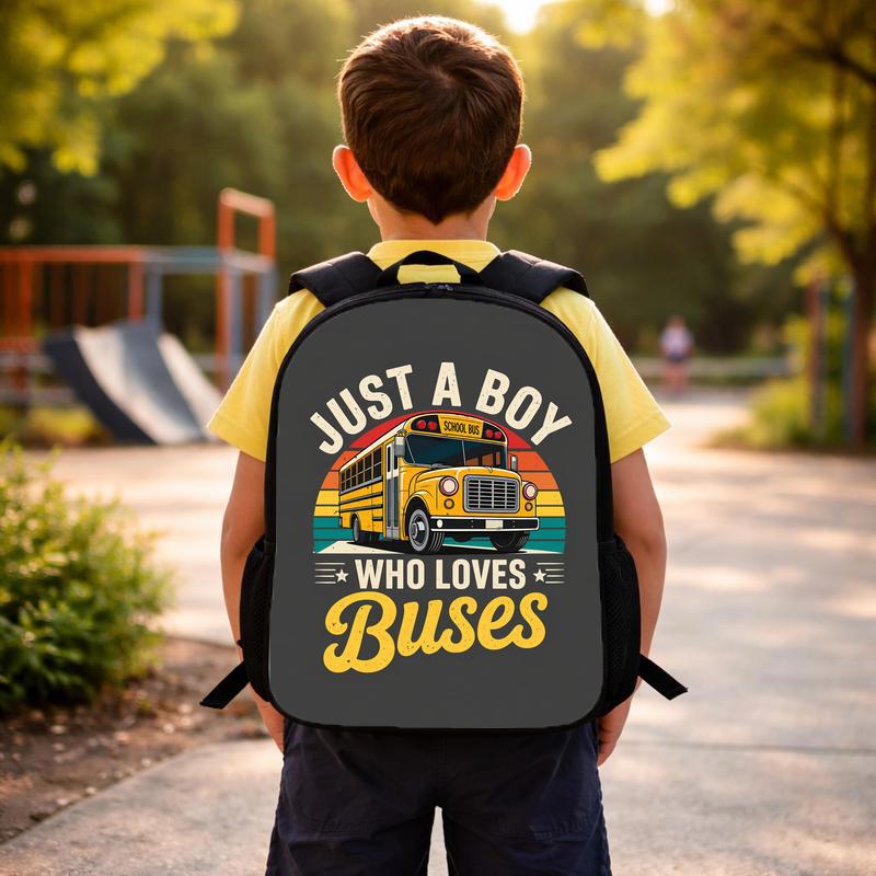 Just A Boy Who Loves Buses Backpack - Back To School Kids Style Custom Backpack Just A Boy Who Loves Buses Backpack - Back To School Kids Style Custom Backpack