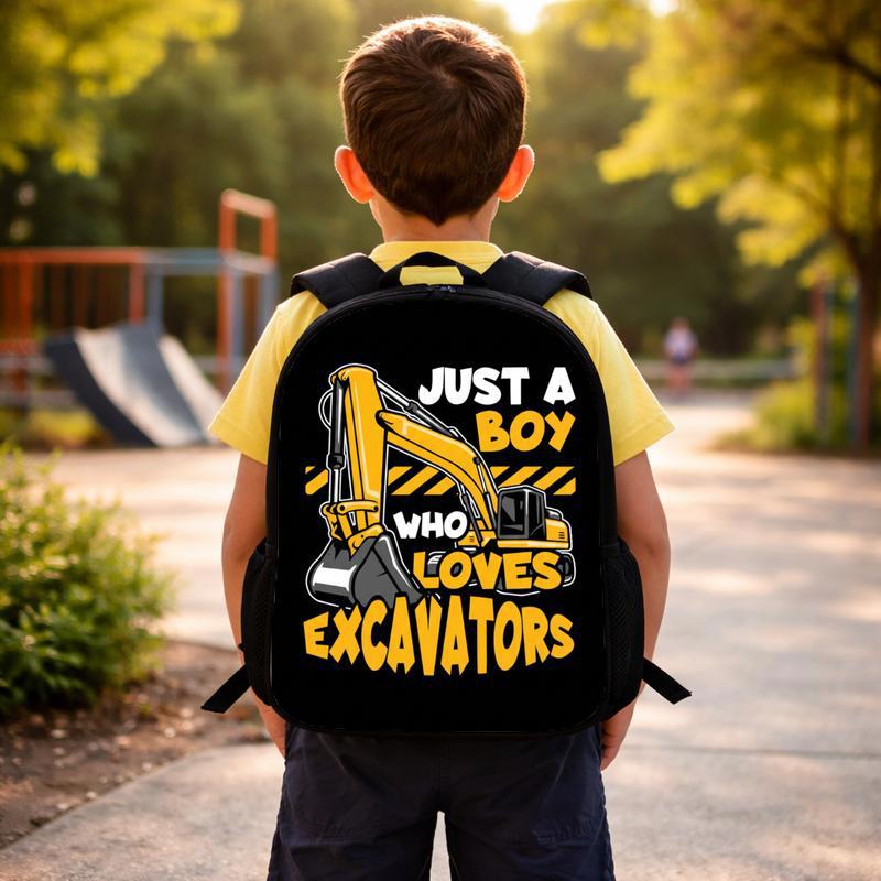 Just a Boy Who Loves Excavators - School Backpack For Kids Custom Backpack Just a Boy Who Loves Excavators - School Backpack For Kids Custom Backpack