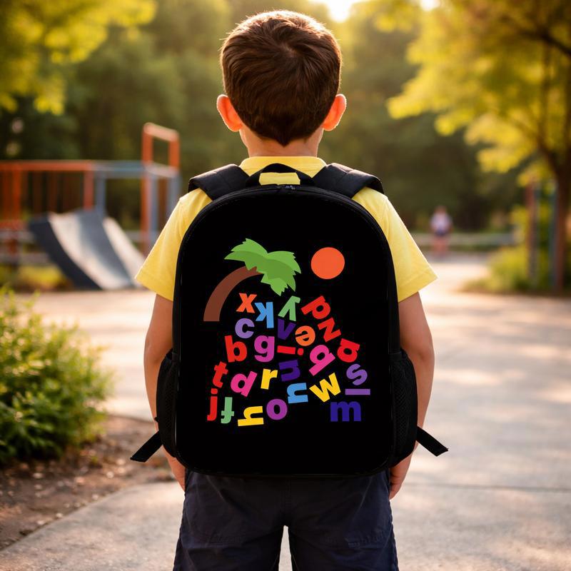 Kids Backpack - Colorful Alphabet Letters Fun School Design Custom Backpack