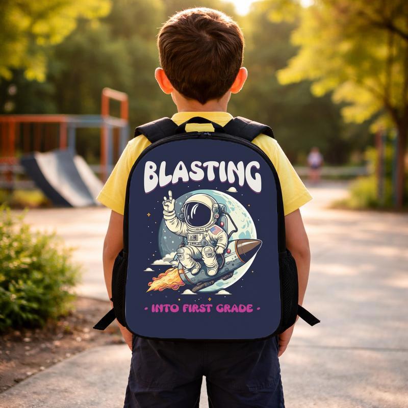 Kids Backpack First Grade - Blasting Into Space Astronaut Custom Backpack