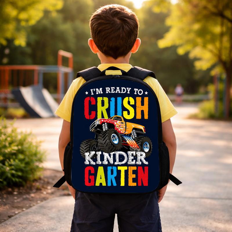 Kids Backpack Ready To Crush Kindergarten - Monster Truck Custom Backpack Kids Backpack Ready To Crush Kindergarten - Monster Truck Custom Backpack