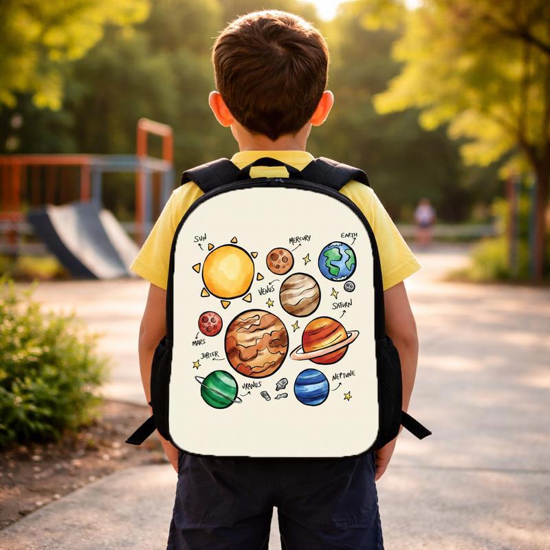 Kids Backpack Solar System - Cute Planets Learning Design Custom Backpack