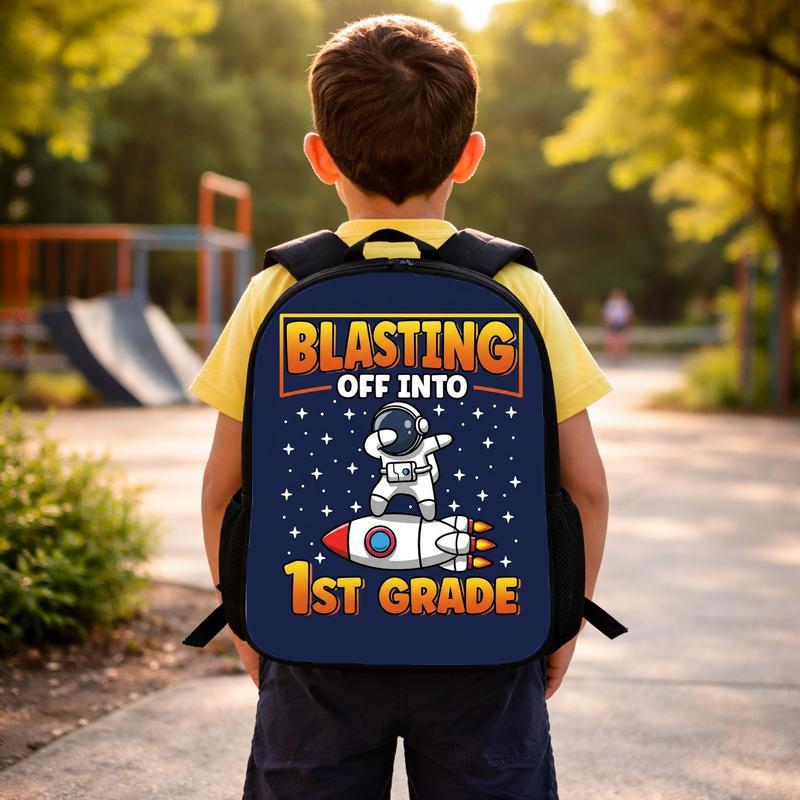 Kids Backpack 1st Grade - Blasting Off Astronaut Space Custom Backpack Kids Backpack 1st Grade - Blasting Off Astronaut Space Custom Backpack
