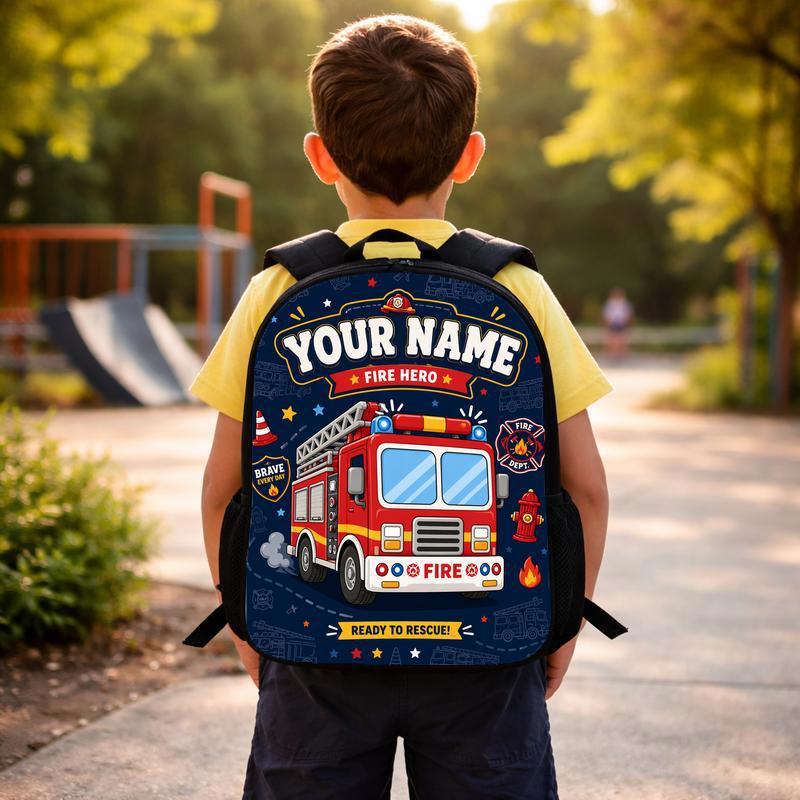 Kids Fire Truck Backpack Custom Name - Fire Hero Back To School Custom Backpack Kids Fire Truck Backpack Custom Name - Fire Hero Back To School Custom Backpack