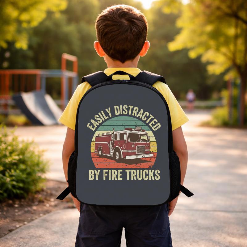 Kids Fire Truck Backpack - Funny Firefighter Back To School Custom Backpack Kids Fire Truck Backpack - Funny Firefighter Back To School Custom Backpack