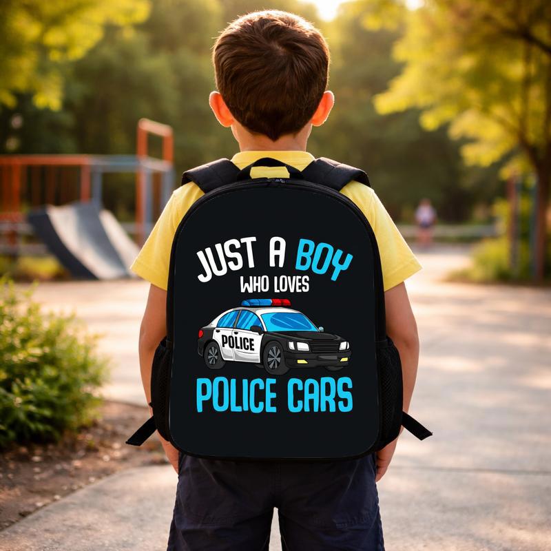 Kids Police Backpack - Boy Loves Cars Back To School Custom Backpack Kids Police Backpack - Boy Loves Cars Back To School Custom Backpack