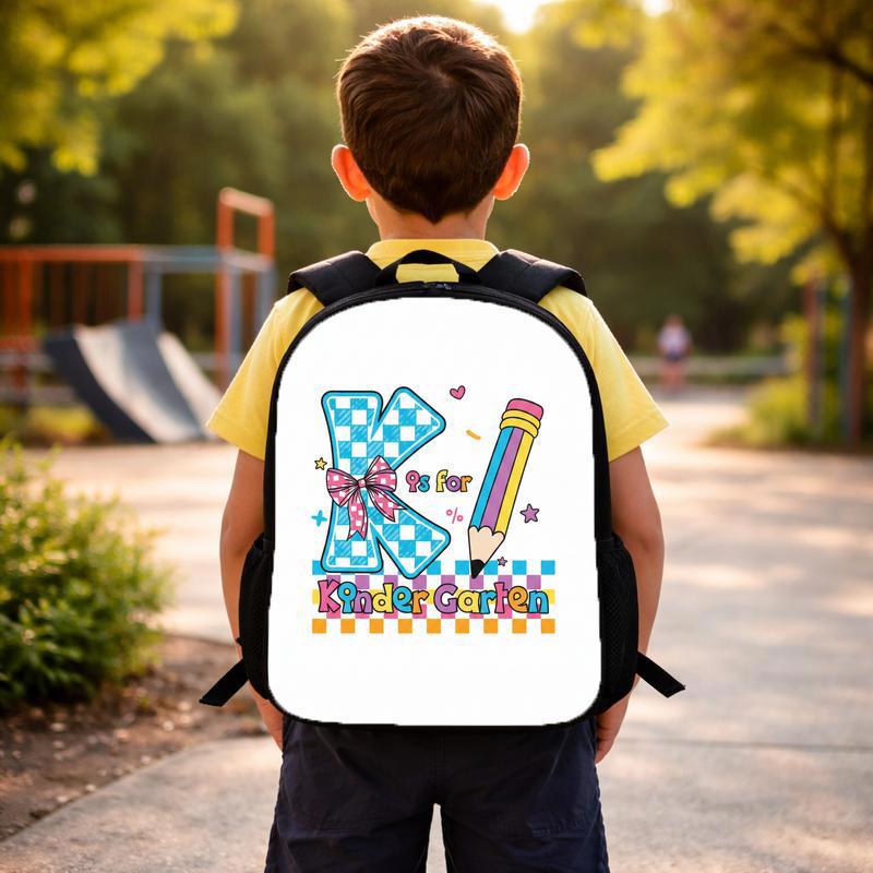 Kindergarten Girl K Letter Checkerboard Backpack - Sweet Back To School Design Custom Backpack Kindergarten Girl K Letter Checkerboard Backpack - Sweet Back To School Design Custom Backpack