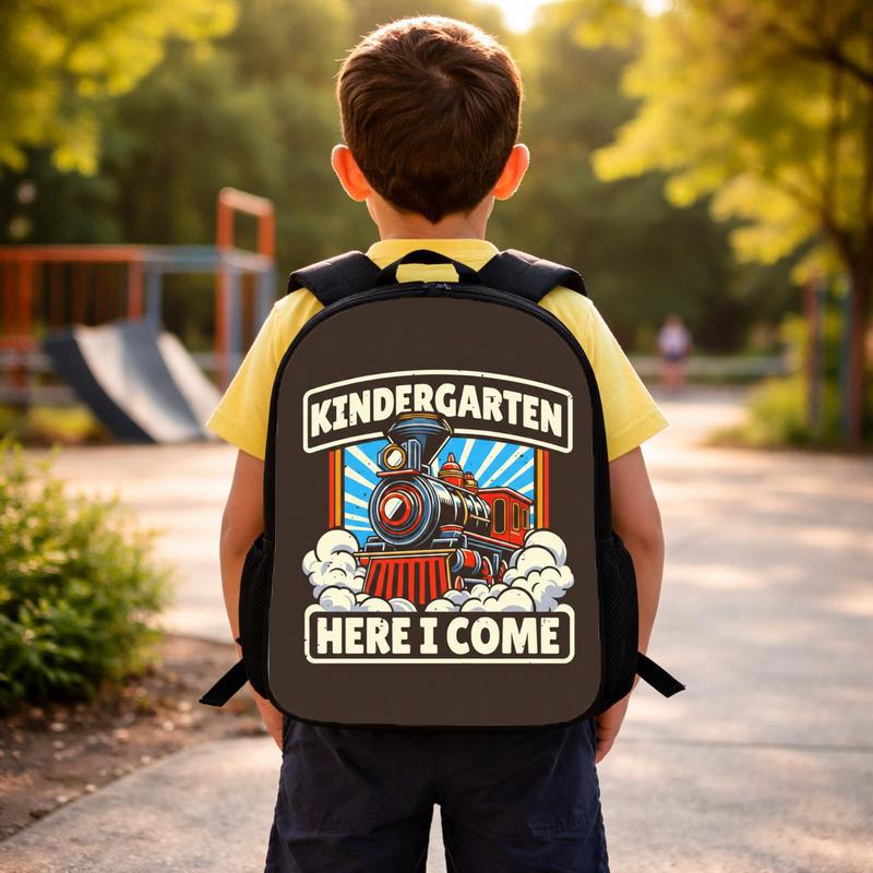 Kindergarten Train Backpack - Here I Come School Kids Bag Custom Backpack