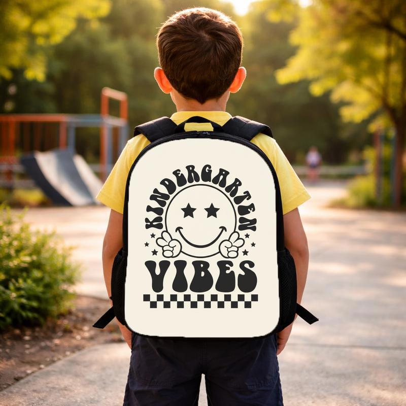 Kindergarten Vibes Smiley Backpack - Retro Back To School Style Custom Backpack Kindergarten Vibes Smiley Backpack - Retro Back To School Style Custom Backpack