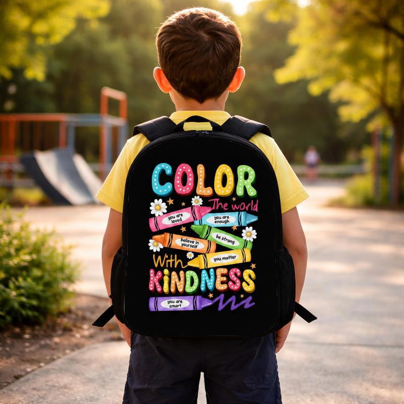 Middle School Backpack - Colorful Kindness School Message Custom Backpack Middle School Backpack - Colorful Kindness School Message Custom Backpack