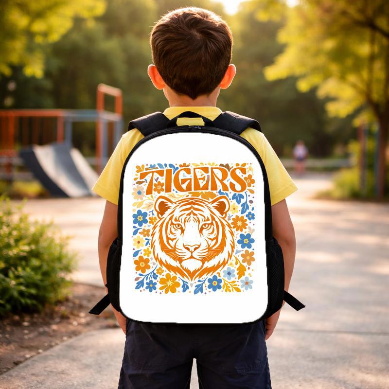 Middle School Floral Tiger Mascot Custom Backpack Middle School Floral Tiger Mascot Custom Backpack