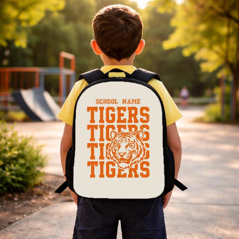 Middle School Orange Tiger Mascot Custom Backpack Middle School Orange Tiger Mascot Custom Backpack