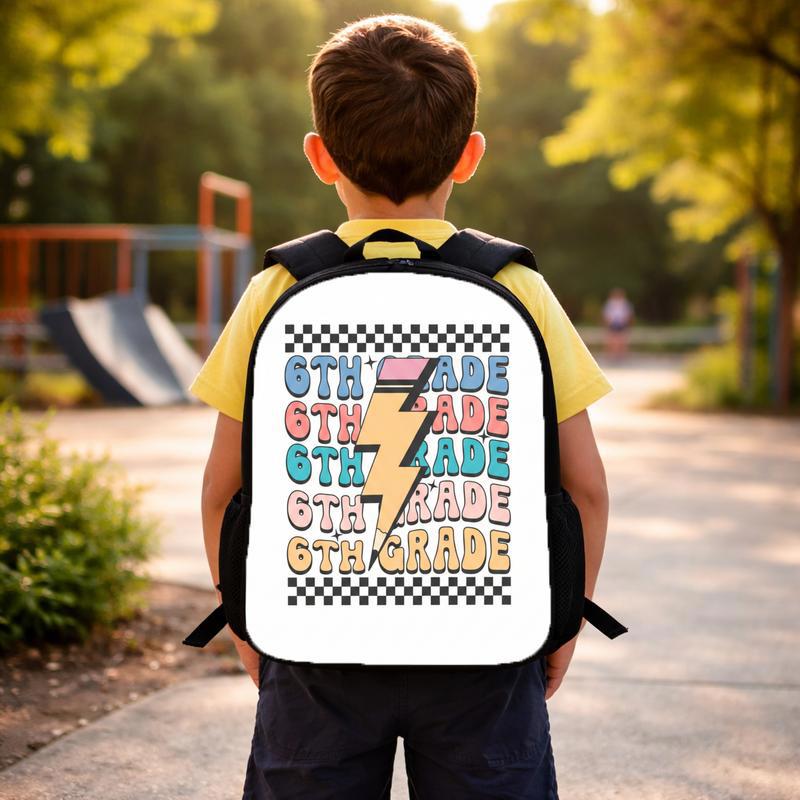 Middle School 6th Grade Backpack - Retro Lightning Checkered Design Custom Backpack Middle School 6th Grade Backpack - Retro Lightning Checkered Design Custom Backpack