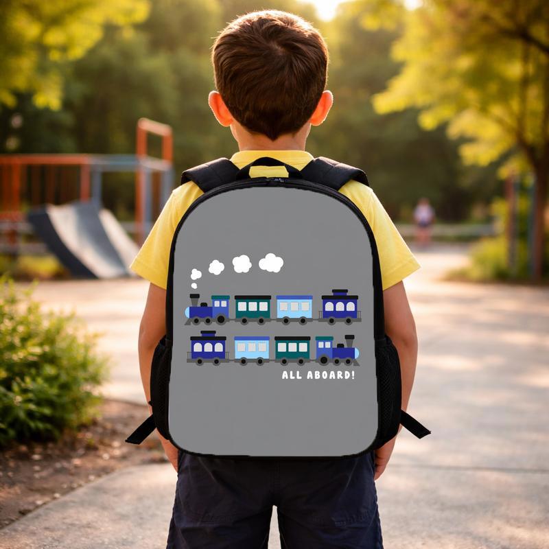 Minimal Train Backpack For Kids - Cute Railway School Style Custom Backpack