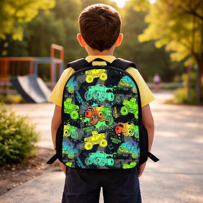 Monster Truck Backpack For Kids - Neon Pattern Back To School Custom Backpack Monster Truck Backpack For Kids - Neon Pattern Back To School Custom Backpack