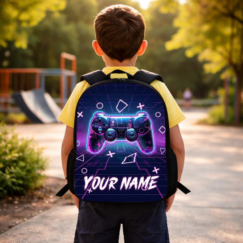 Neon Gamer Backpack With Name - Back To School Style Custom Backpack Neon Gamer Backpack With Name - Back To School Style Custom Backpack