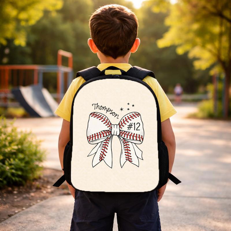 Personalized Baseball Bow Backpack - Custom Name And Number Custom Backpack Personalized Baseball Bow Backpack - Custom Name And Number Custom Backpack