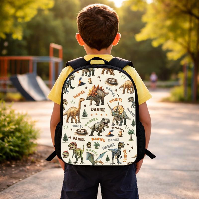 Personalized Dino Backpack - Jurassic Kids School Style Custom Backpack