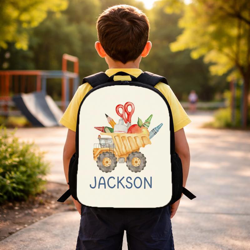 Personalized Dump Truck Backpack For Kids - Cute Back To School Boys Custom Backpack Personalized Dump Truck Backpack For Kids - Cute Back To School Boys Custom Backpack