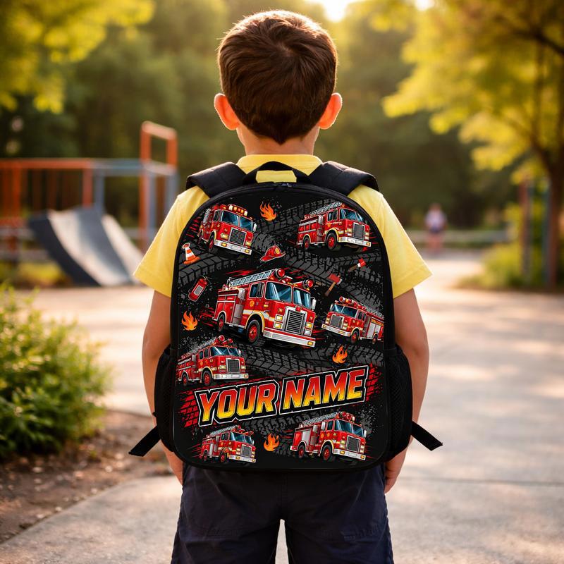 Personalized Fire Truck Backpack - Kids Back To School Custom Backpack Personalized Fire Truck Backpack - Kids Back To School Custom Backpack