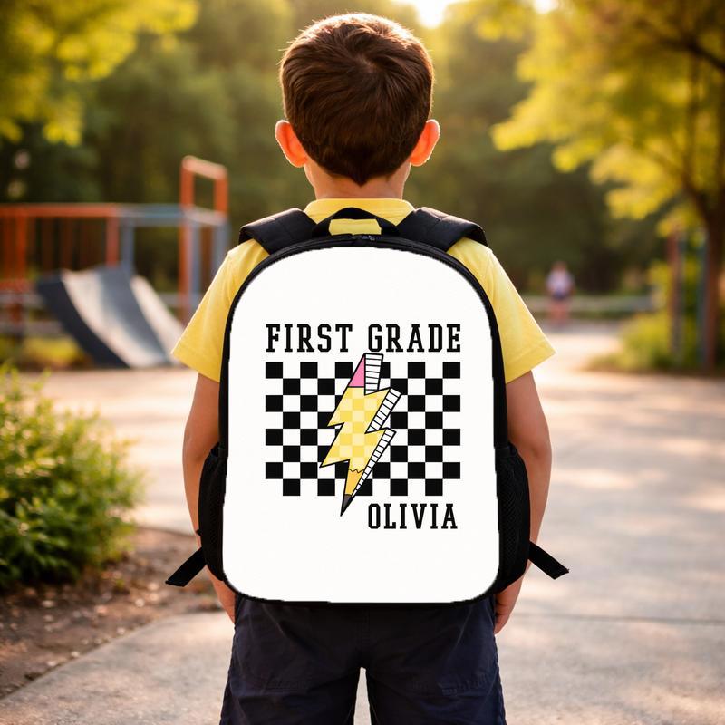 Personalized First Grade Pencil Lightning - Kids Back To School Backpack Custom Backpack