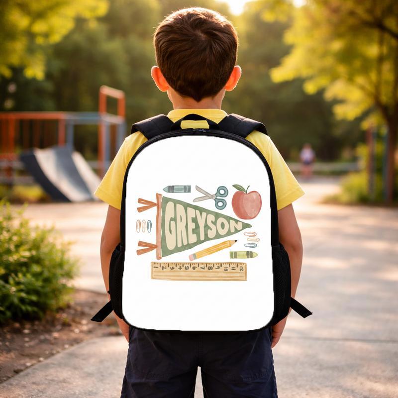 Personalized Kids Backpack - Elementary School Name Pennant Custom Backpack Personalized Kids Backpack - Elementary School Name Pennant Custom Backpack