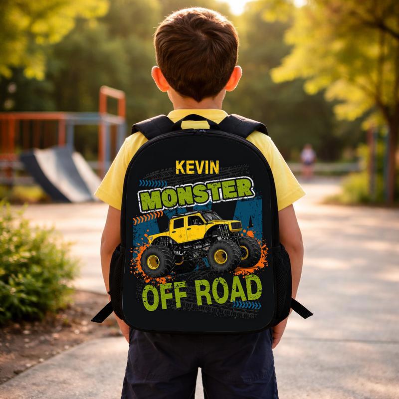Personalized Monster Truck Backpack - Back To School Off Road Custom Backpack
