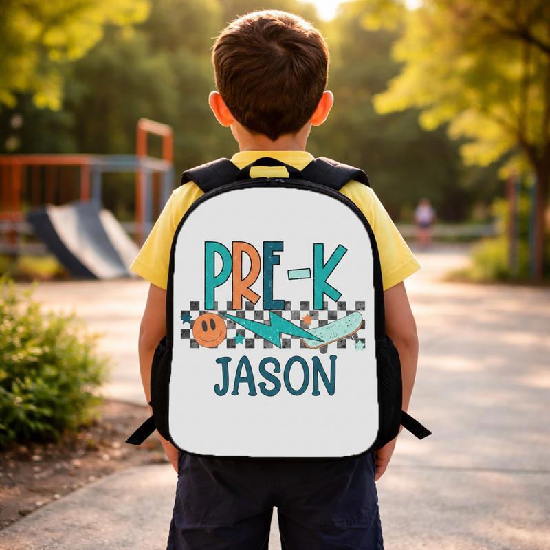 Personalized Pre-K Backpack - Boys Skateboard School Custom Backpack Personalized Pre-K Backpack - Boys Skateboard School Custom Backpack