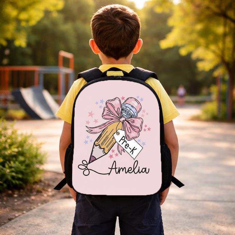 Personalized Pre-K Backpack With Bow Pencil - Cute Kids School Custom Backpack Personalized Pre-K Backpack With Bow Pencil - Cute Kids School Custom Backpack