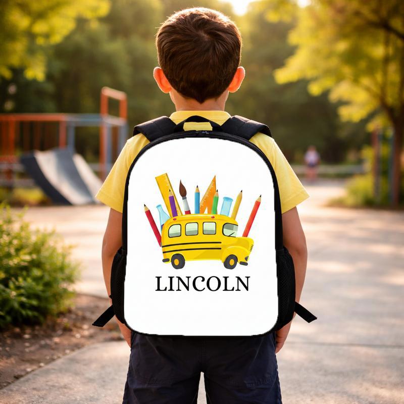Personalized School Bus Backpack - Custom Name Kids Gift Custom Backpack