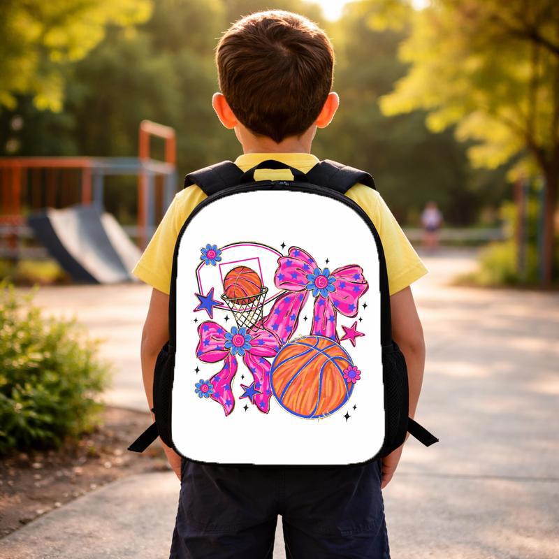 Pink Basketball Backpack - Back To School Girl Bow Sport Style Custom Backpack Pink Basketball Backpack - Back To School Girl Bow Sport Style Custom Backpack