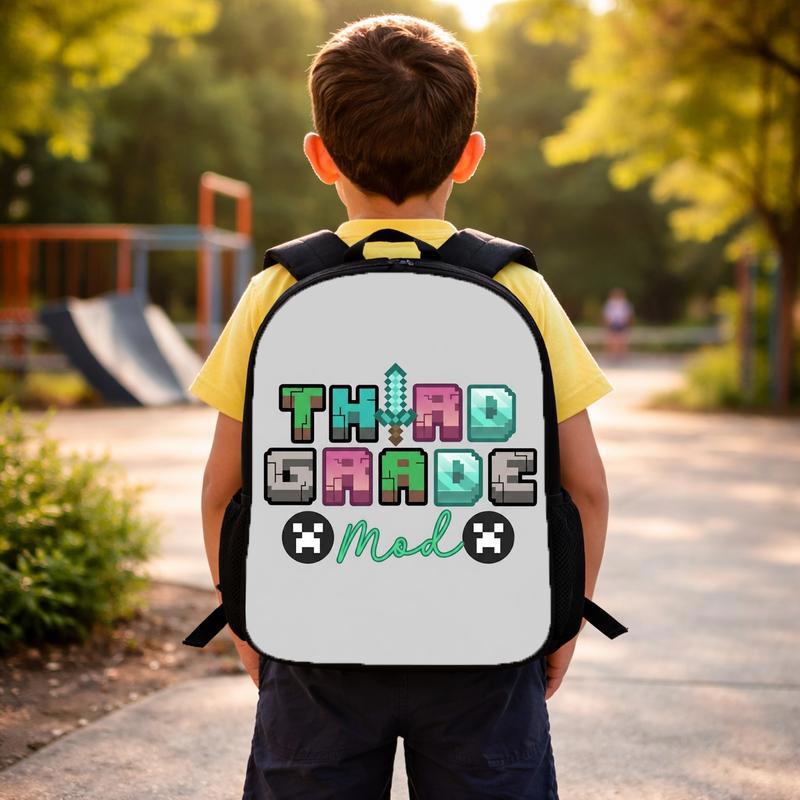 Pixel Gamer School Backpack - Ready For Next Level Custom Backpack