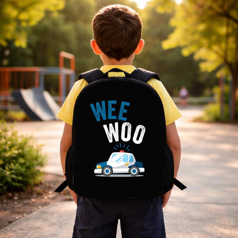 Police Backpack Kids - Wee Woo Back To School Fun Design Custom Backpack Police Backpack Kids - Wee Woo Back To School Fun Design Custom Backpack