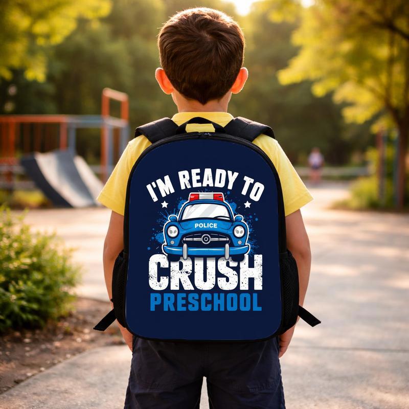 Police Car Backpack Kids - Ready To Crush Preschool Back To School Custom Backpack Police Car Backpack Kids - Ready To Crush Preschool Back To School Custom Backpack