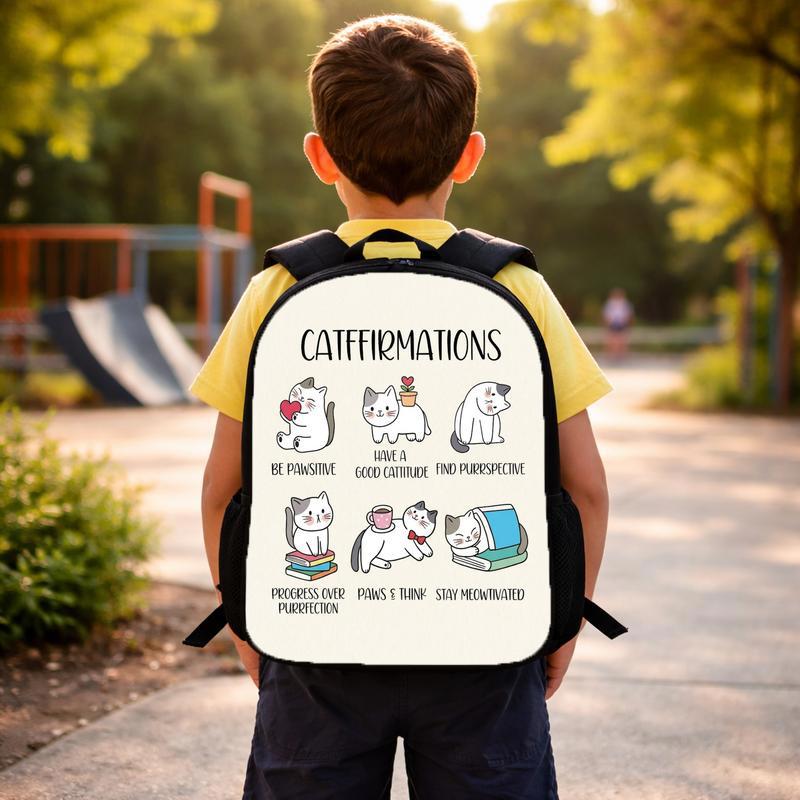 Positive Cats Catffirmations Shirt, Cat Lover Teacher Shirt, Classroom Shirts, Have a Good Cattitude, Cute Funny Cat Puns Reminders Shirt Custom Backpack