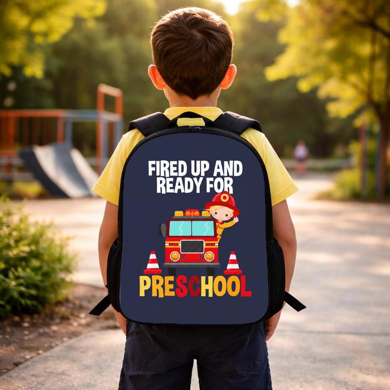 Preschool Fire Truck Backpack - Fired Up Back To School Kids Custom Backpack Preschool Fire Truck Backpack - Fired Up Back To School Kids Custom Backpack
