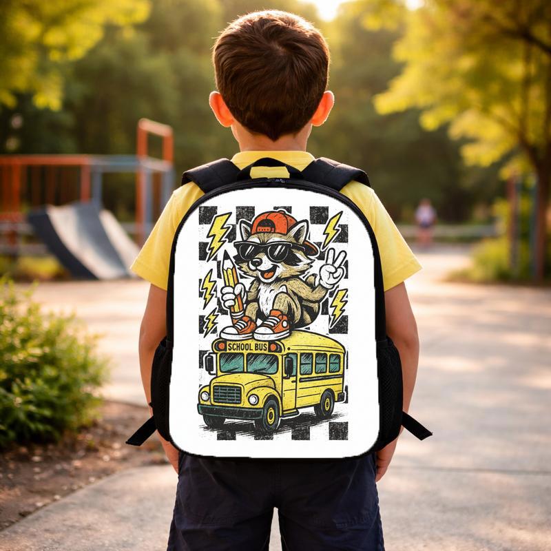 Raccoon School Bus Backpack - Cool Kids Back To School Custom Backpack