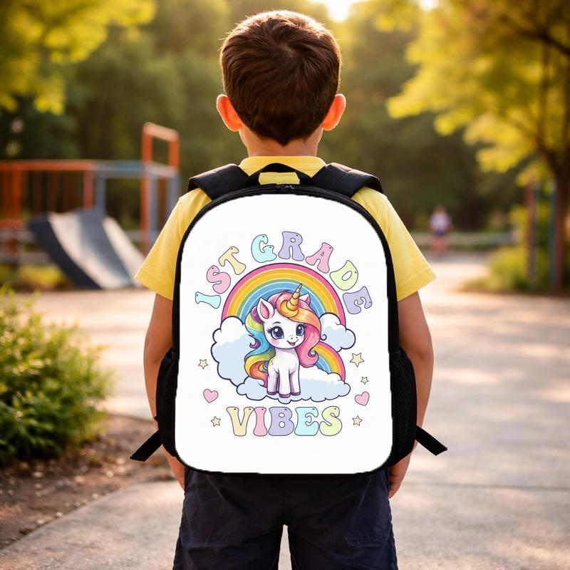 Rainbow Unicorn Backpack - First Grade Kids School Gear Custom Backpack Rainbow Unicorn Backpack - First Grade Kids School Gear Custom Backpack