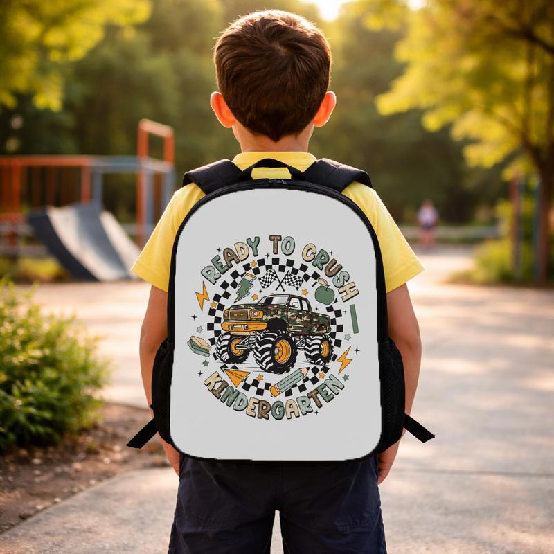 Ready To Crush Kindergarten Backpack - Boys Monster Truck Custom Backpack