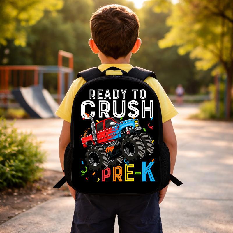 Ready To Crush Pre-K Backpack For Boys - Monster Truck Back To School Custom Backpack Ready To Crush Pre-K Backpack For Boys - Monster Truck Back To School Custom Backpack