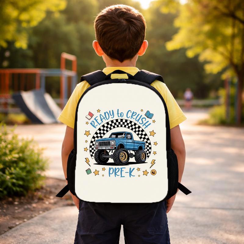 Ready To Crush Pre-K Backpack - Kids Monster Truck Theme Custom Backpack