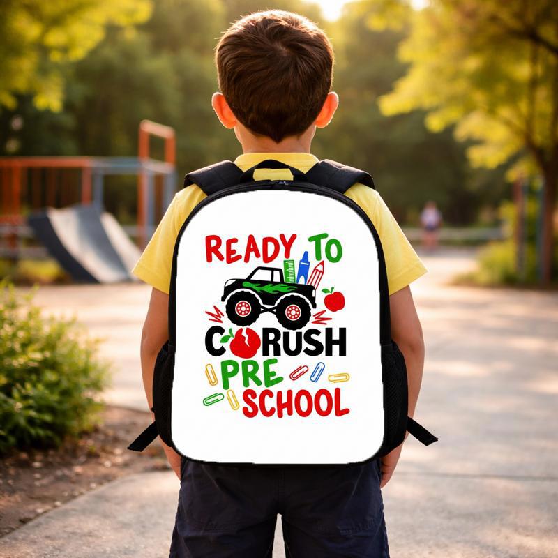 Ready To Crush Preschool Backpack For Kids - Monster Truck Theme Custom Backpack Ready To Crush Preschool Backpack For Kids - Monster Truck Theme Custom Backpack