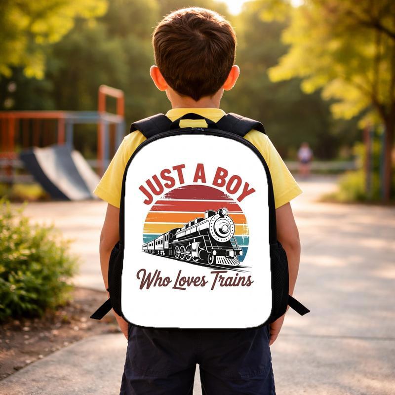 Retro Train Kids Backpack - Vintage Sunset Train Design Custom Backpack Retro Train Kids Backpack - Vintage Sunset Train Design Custom Backpack