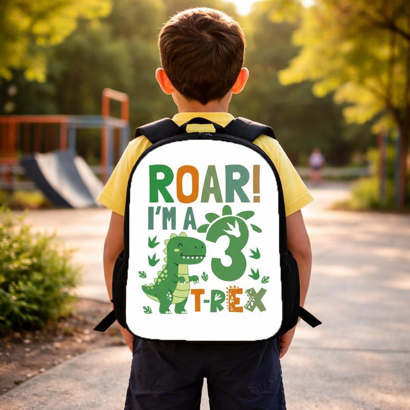 Roar I'm 3 T-Rex - Cute Dino Boys School Backpack Custom Backpack
