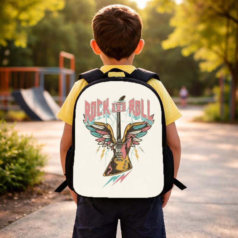 Rock And Roll Students Backpack - Vintage Music School Style Custom Backpack Rock And Roll Students Backpack - Vintage Music School Style Custom Backpack