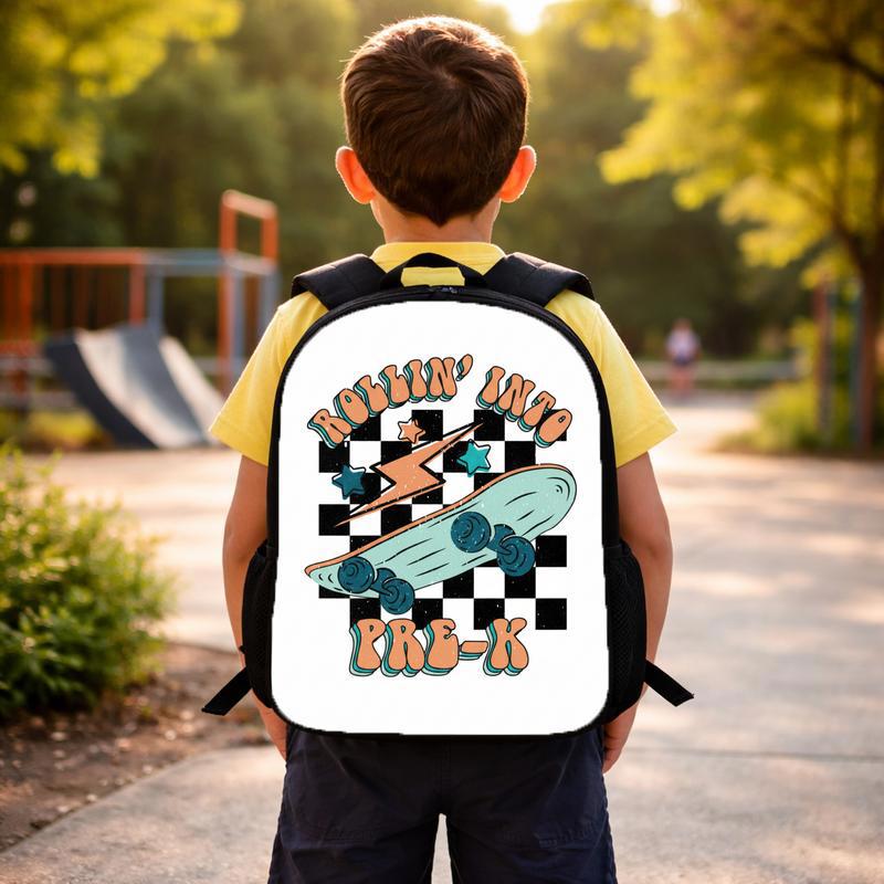 Rollin Into Pre-K Backpack - Cool Kids Skateboard Back To School Custom Backpack Rollin Into Pre-K Backpack - Cool Kids Skateboard Back To School Custom Backpack