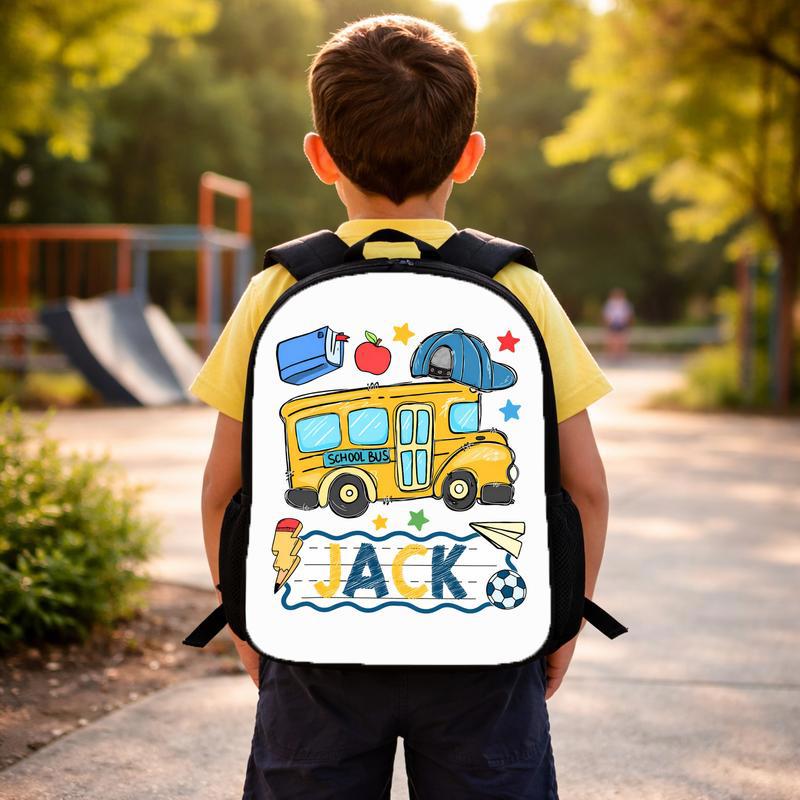 School Bus Boy Back To School Custom Backpack School Bus Boy Back To School Custom Backpack