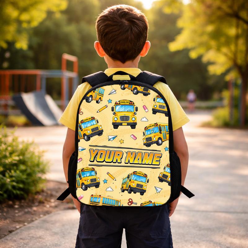 School Bus Pattern Backpack - Back To School Kids Style Custom Backpack School Bus Pattern Backpack - Back To School Kids Style Custom Backpack