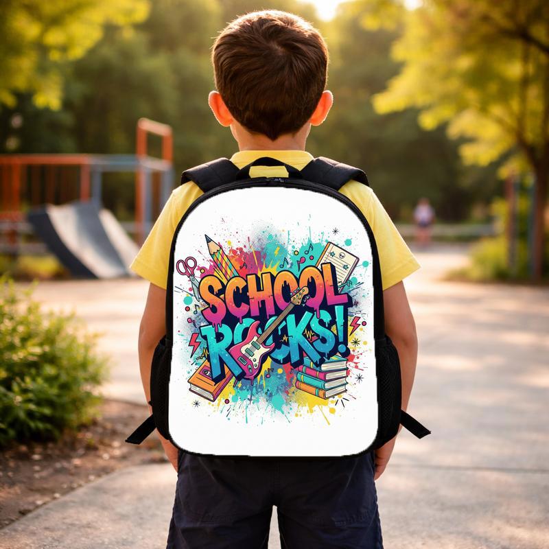 School Rock N Roll Backpack For Kids - Music Lover Style Custom Backpack